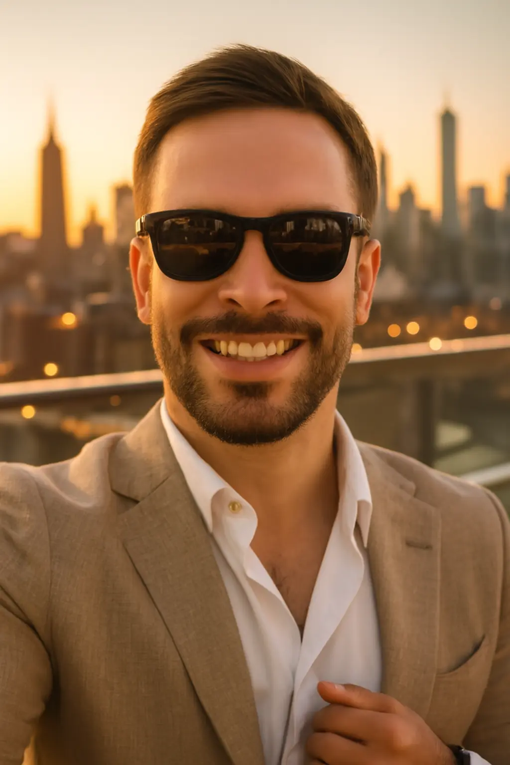 Editorial Portrait Man Fashion Styling Studio Setup - AI prompt example showing High-fashion editorial portrait with professional styling and studio lighting