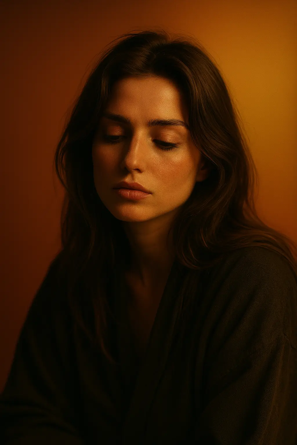 Hyper-Realistic 4K UHD Vertical Portrait with Warm Gradient Lighting - AI prompt example showing 3:4 hyper-realistic portrait prompt: preserve original face, warm orange-yellow gradient, cinematic UHD detail